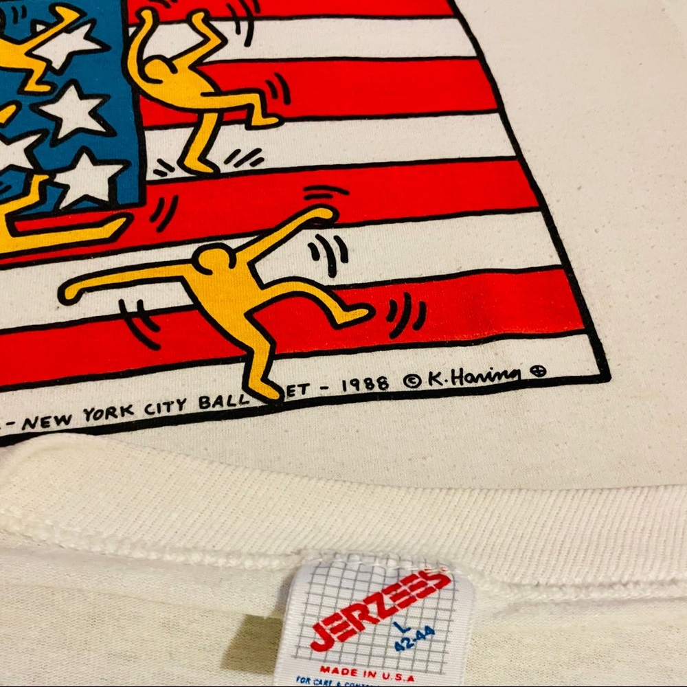 Vintage American Flag Keith Haring T shirt - Picture 8 of 10